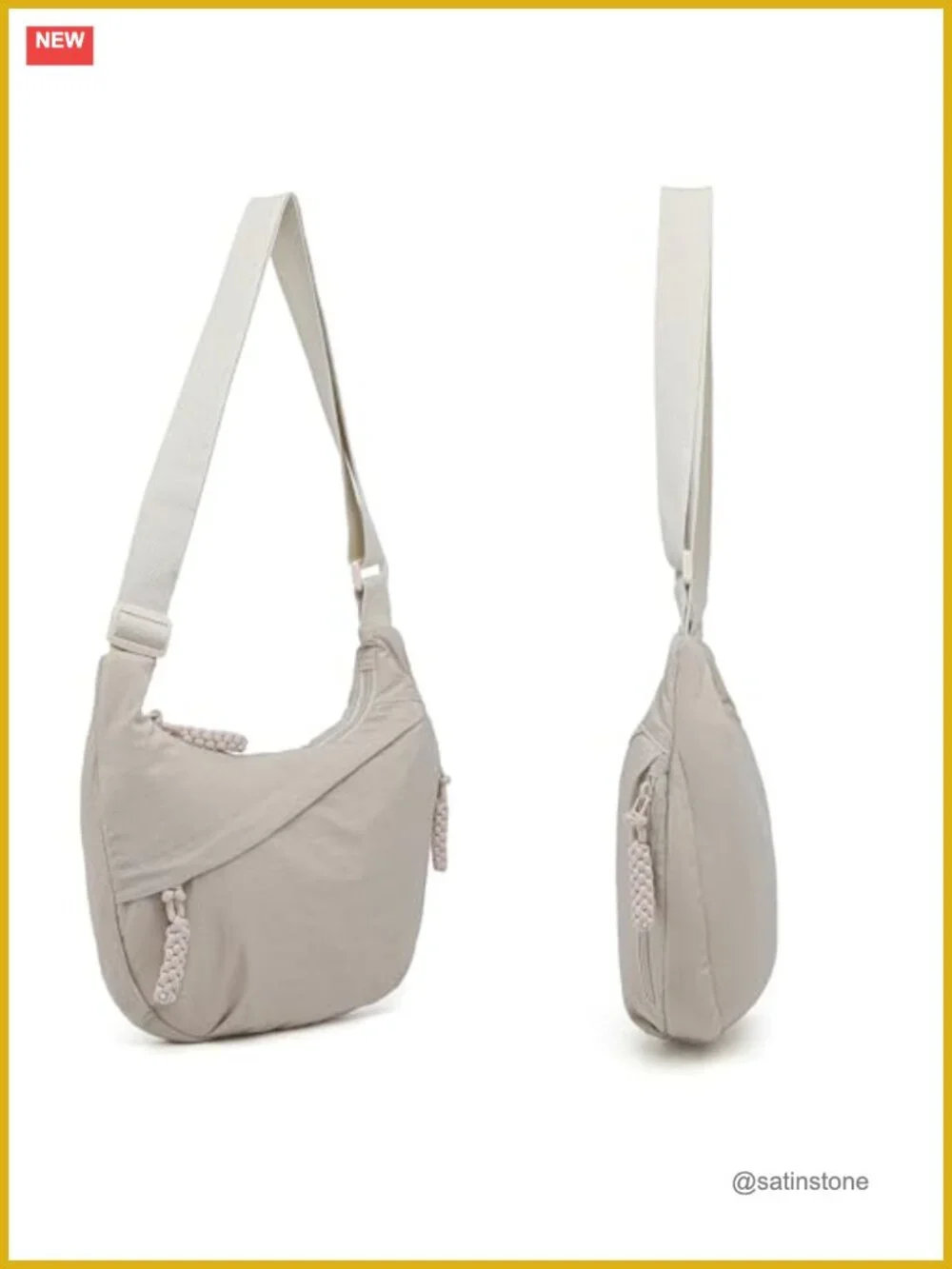 Nylon Crescent Crossbody Bag Travel Hobo Purse Foldable Adjustable Strap